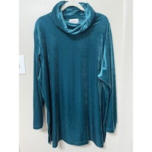Sue Brett Vintage Women's Plus Sz B2 (3X)? Velour Top Emerald Green Stretch